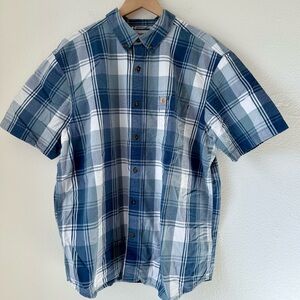 Carhartt Relaxed Fit Blue Plaid Short Sleeve Button-Down-Men’s Shirt Size XL EUC